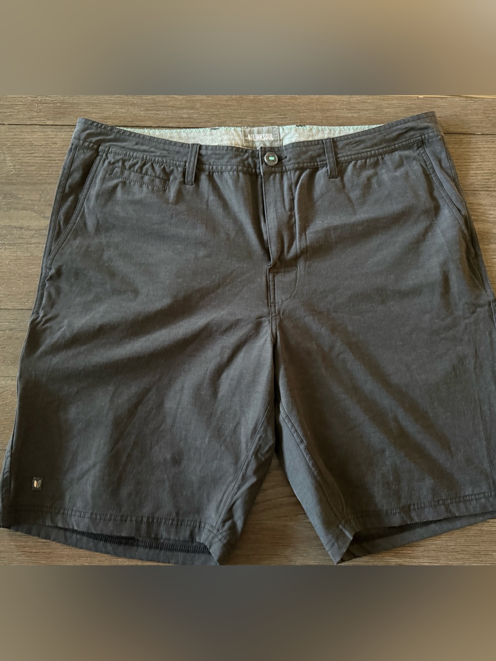 Linksoul Men's Flat-Front Black Shorts